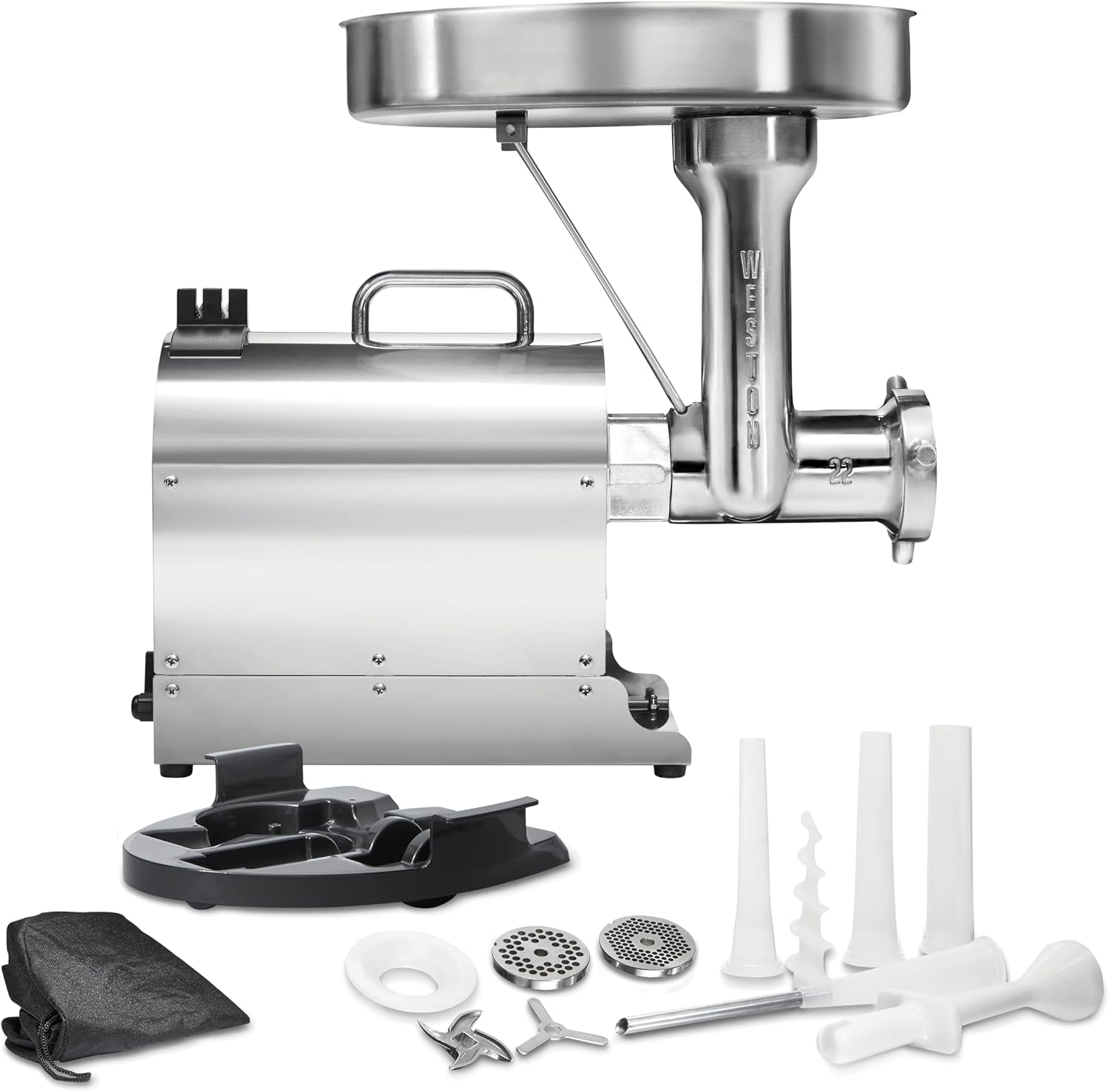 Pro Series Electric Meat Grinder, Commercial Grade, 1120 Watts, 1.5 HP, 14lbs. Per Minute, Stainless Steel (10-2201-W)