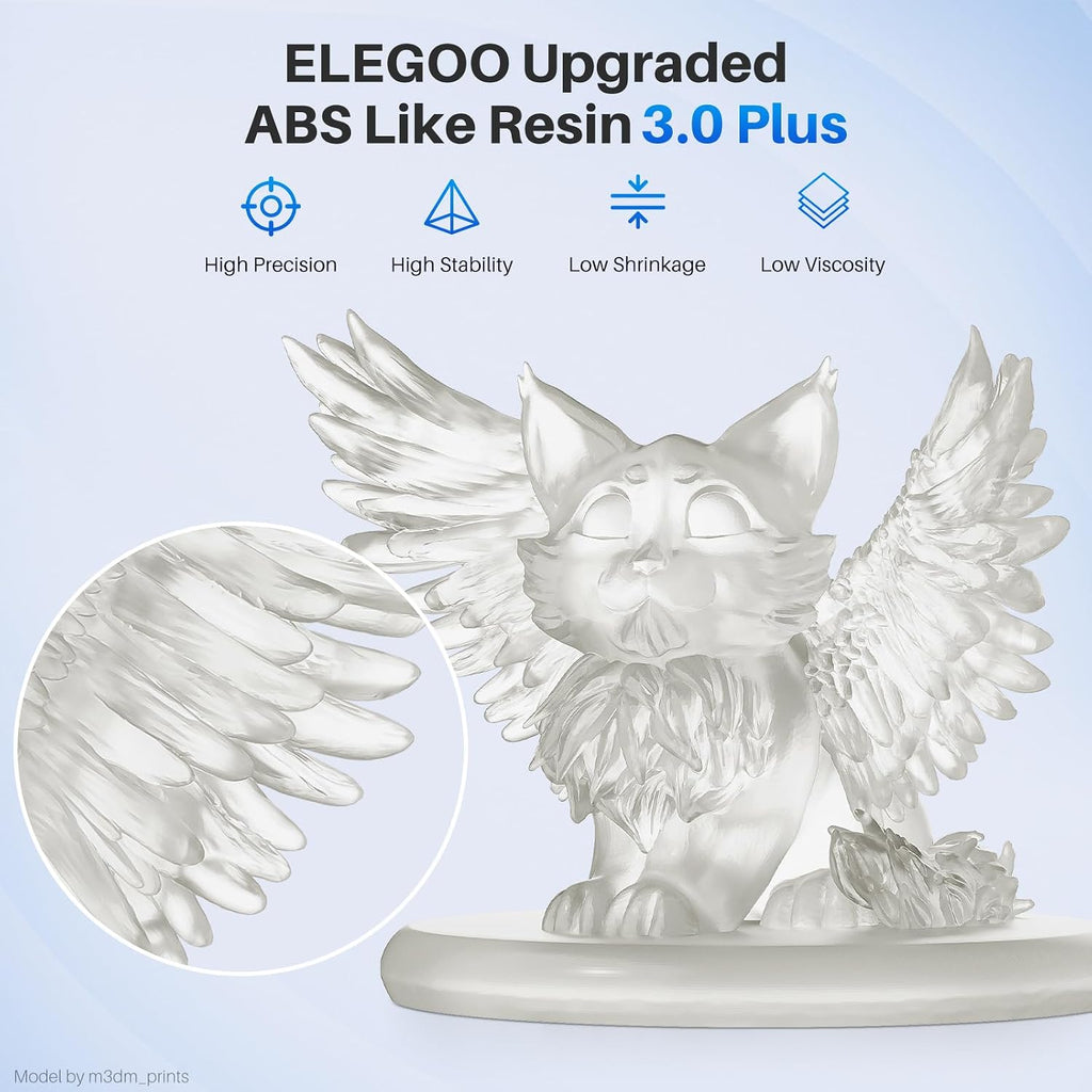 ELEGOO ABS-Like Resin 3.0 Plus, 3D Printer Resin with Low Viscosity and High Precision, 405nm Rapid UV-Curing