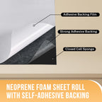 Neoprene Foam Sheet 12" x 59" x 1/16" Adhesive Backing Roll