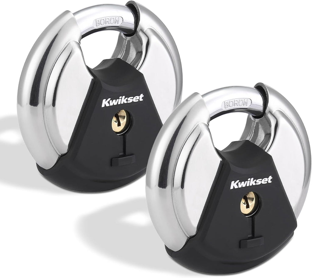 Discus Padlock with Boron Carbide Shackle, 3-1/8" Body, 2-Pack