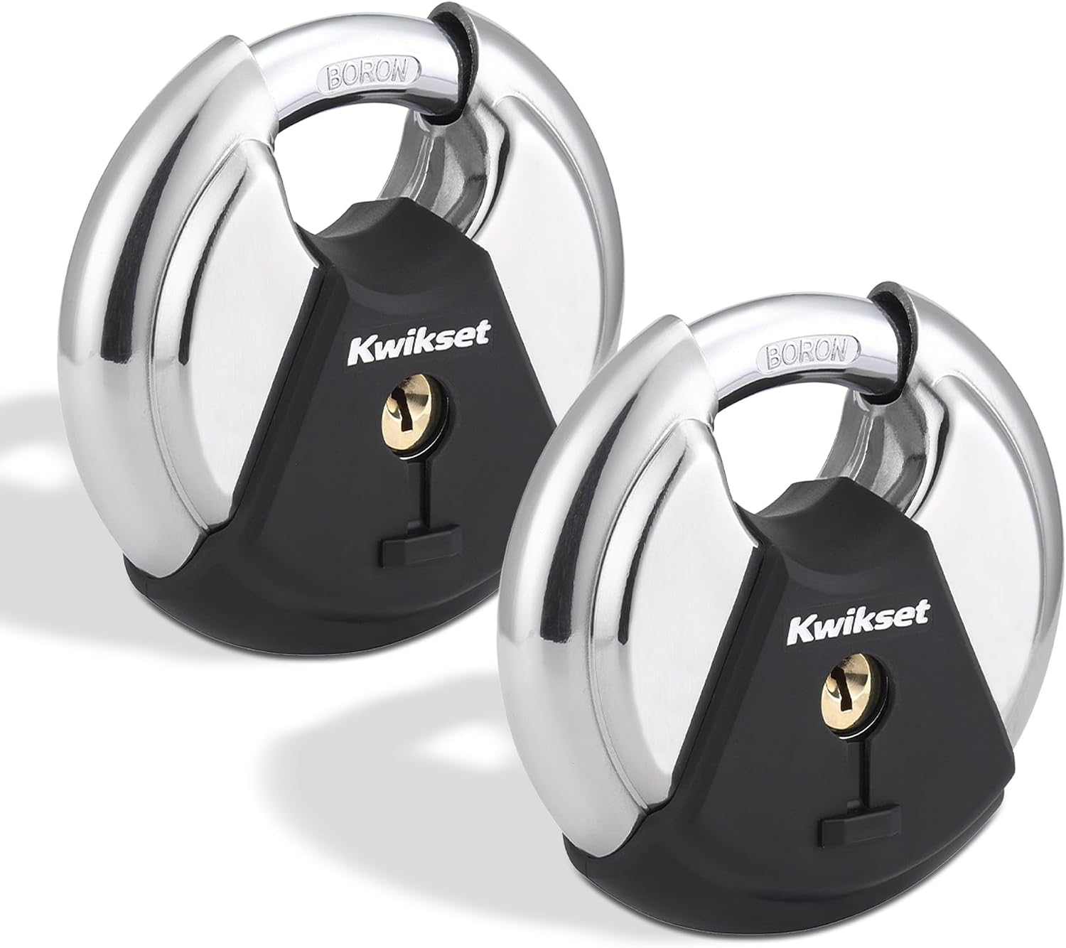 Discus Padlock with Boron Carbide Shackle, 3-1/8" Body, 2-Pack