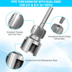 3PCS PVC Pipe Threader Kit,Internal&External Threading Tool(1/2",3/4",1")