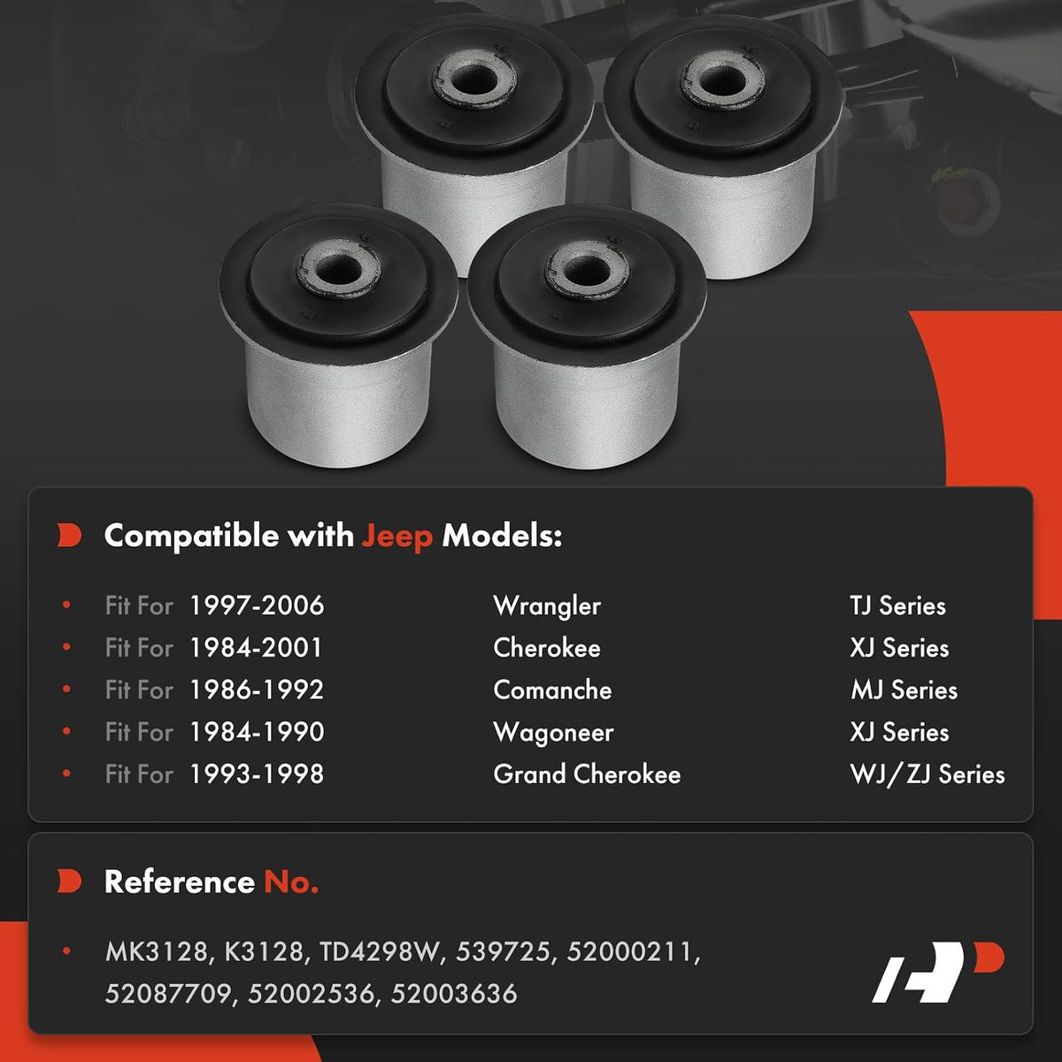 A-Premium Front Upper Control Arm Bushing Kit, Compatible with Jeep