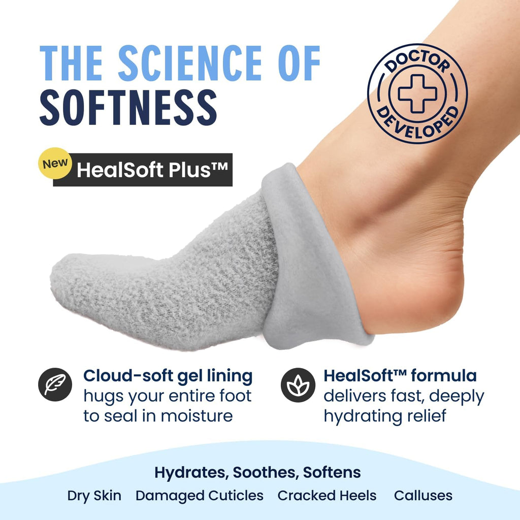 Moisturizing Gel Socks, Mellow Moon, 1 Pair | Full-Foot Gel Lining, Overnight Foot Care, Dry Feet and Cracked Heels