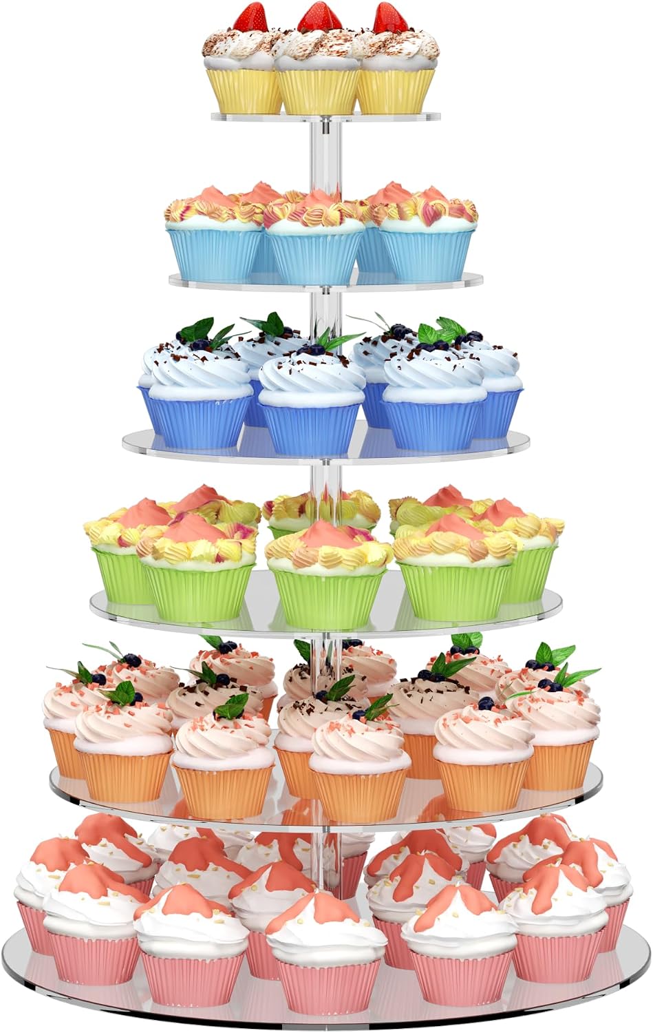 6 Tier Cupcake Stand Clear Acrylic Cupcake Tower for 60 Cupcakes