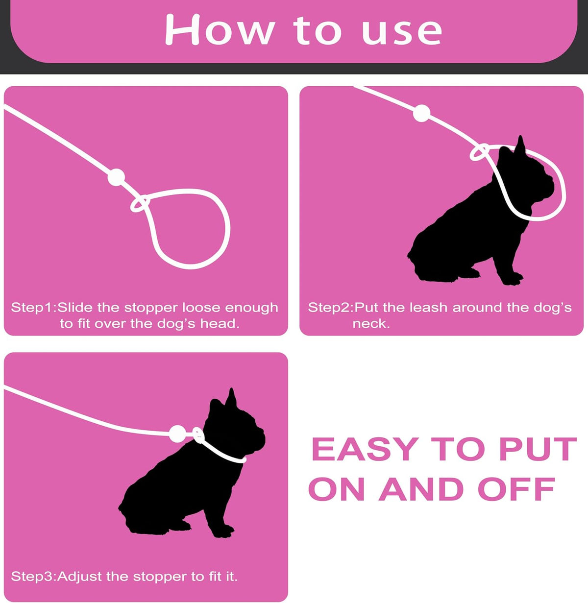 6FT Dog Training Leash - Slip Lead for Small & Medium Dogs - Strong, Lightweight, No Pull - Comfortable Loop (D-Pink