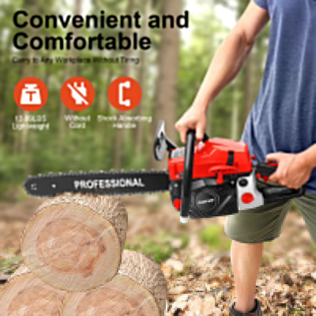 58cc Gas Chainsaw, 20 Inch Gas Powered Chainsaws with Tool Bag, 3.6HP 2-Cycle Handheld Cordless Petrol Gasoline Chain