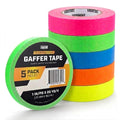 Neon Spike Tape 5 Pack - 1 Inch x 20 Yards Colored Gaffer Tape