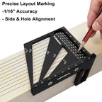 ViewReal Multi-Angle Measuring Ruler,3D Woodworking Square, 22.5-90 Degree Aluminum Alloy Protractor for Precision Carpentry, Engineering & DIY Projects, Laser Etched, Durable, Portable - Black