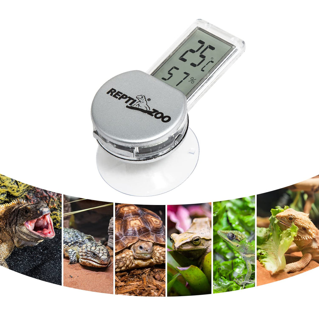 Reptile Thermometer Hygrometer with Suction Cup, Digital Thermometer Hygrometer for Reptile Rearing Box Terrarium