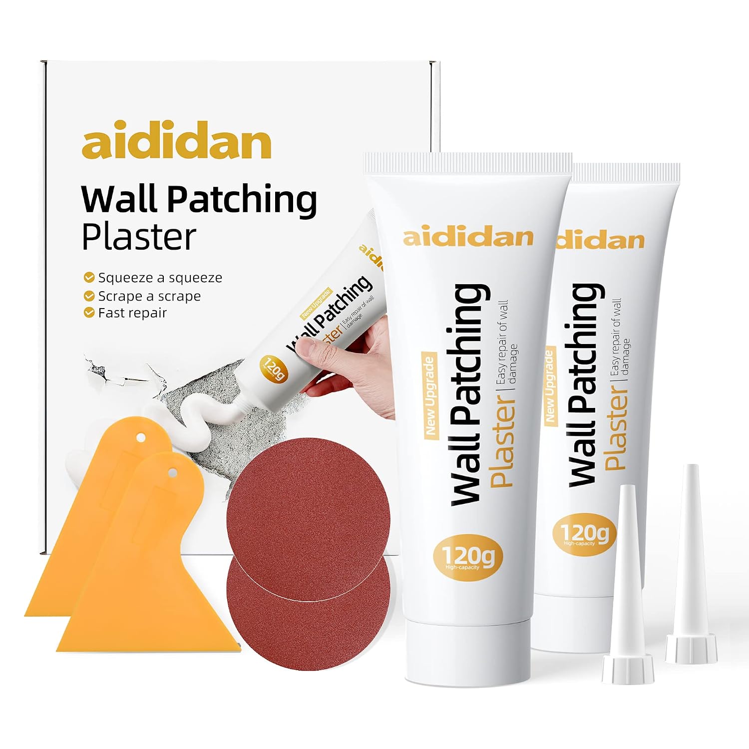 Drywall Repair Kit 2 Pack Wall Patch Repair Kit Spackle Wall Repair Paste | Wall Mending Agent with Scraper, Quick