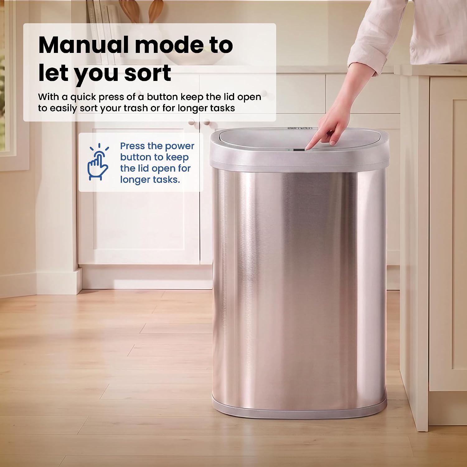 21 Gallons XL Automatic Touchless Kitchen Trash Can with Lid, Motion Sensor Trash Can for Large Kitchens, Office &
