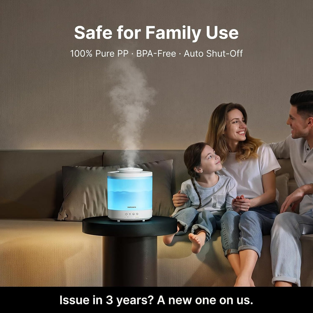 Humidifiers for Bedroom, Large Room, 1.5L Top-Fill, 2 Packs | 3 in 1 Ultrasonic Humidifier Oil Diffuser for