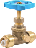 SharkBite 1/2 Inch Stop Valve with Drain and Vent, Push to Connect Brass Plumbing Fitting, PEX Pipe, Copper, CPVC, PE-RT, HDPE, 24634LF