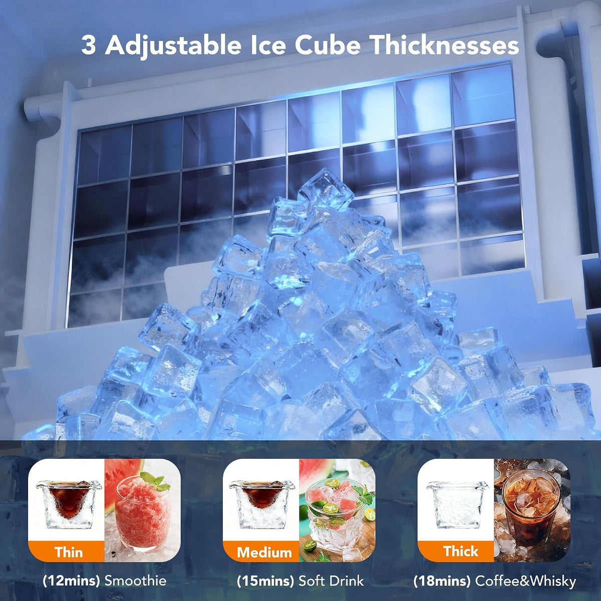 Commercial Undercounter Ice Maker Machine, 130lbs/Day