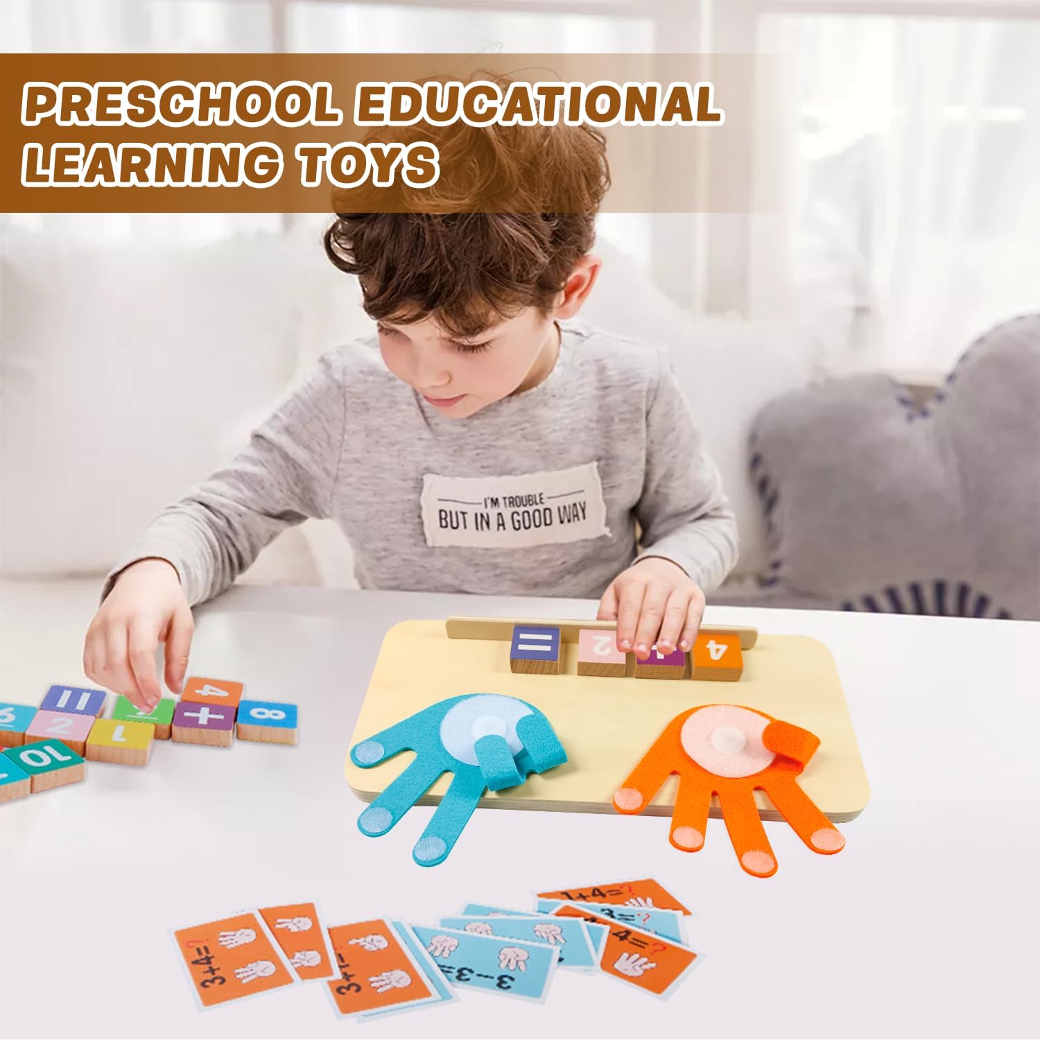 Preschool Learning Toys for Toddlers 3+ Years, Educational Number Counting Blocks for Kids, Homeschool Supplies for