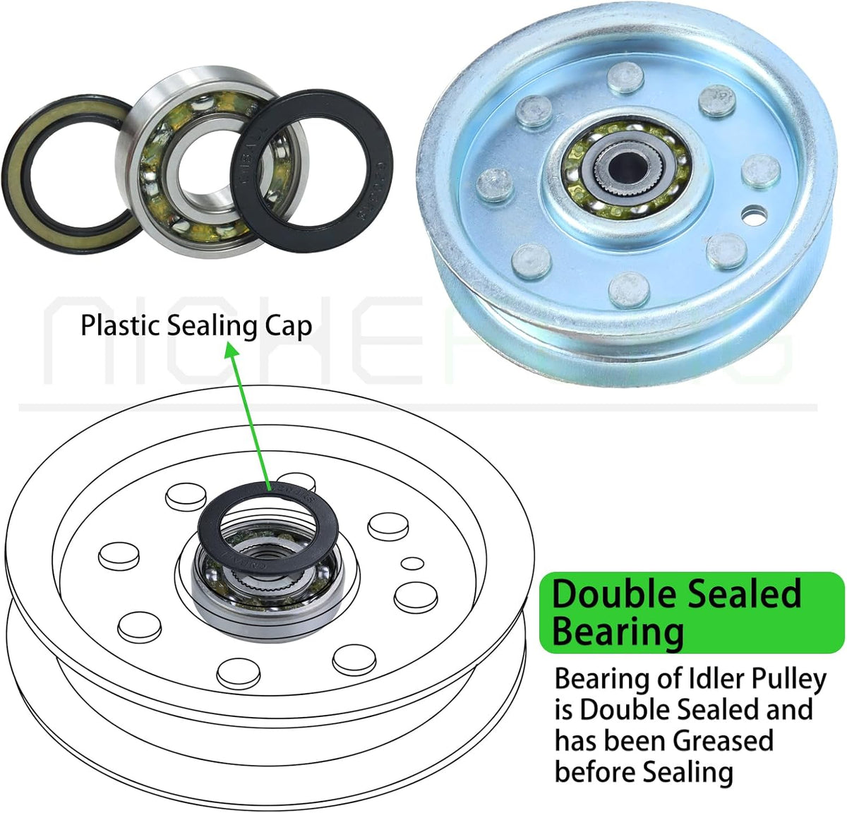 756-0627D Idler Pulley for Cub Cadet LT1045 LT1046 LT1500 Decks