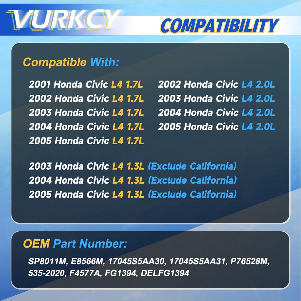 Vurkcy Electric Fuel Pump Assembly Compatible with 2001-2005 Honda Civic