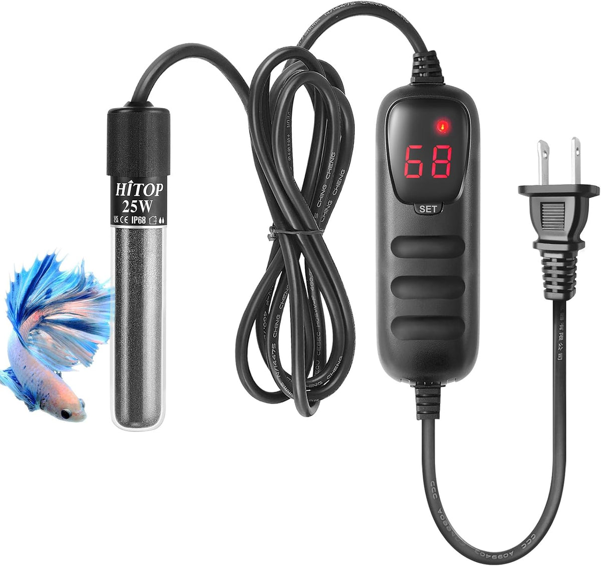 Compact Submersible Aquarium Heater -25W Digital Heater for Fish Tank Turtle Tank