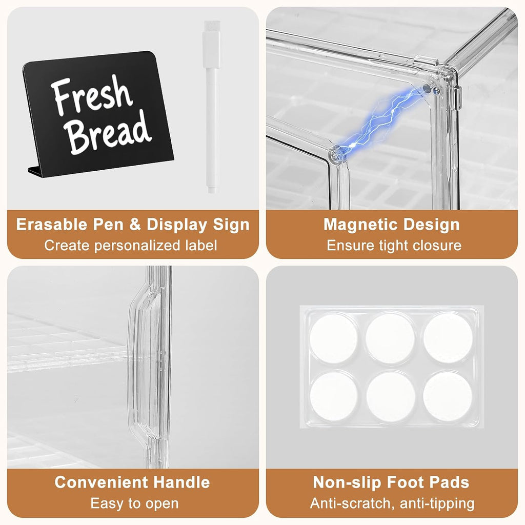 Bread Box, 4-Layer Adjustable Pastry Display Case, Transparent