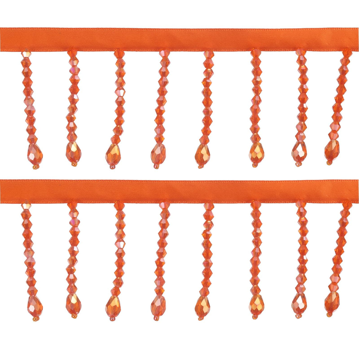 2 Yard 2.2 in Rhinestone Ribbon Tassel Irregular, Orange