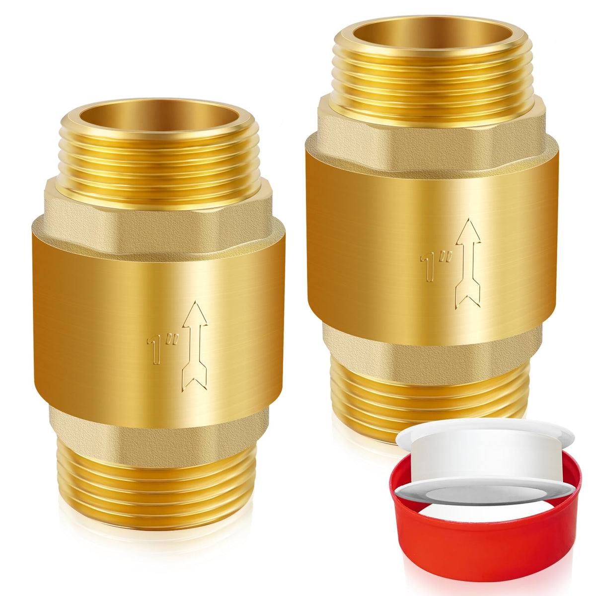 Solid Brass Spring Check Valve 1" NPT Male, Non Return Backflow Valve