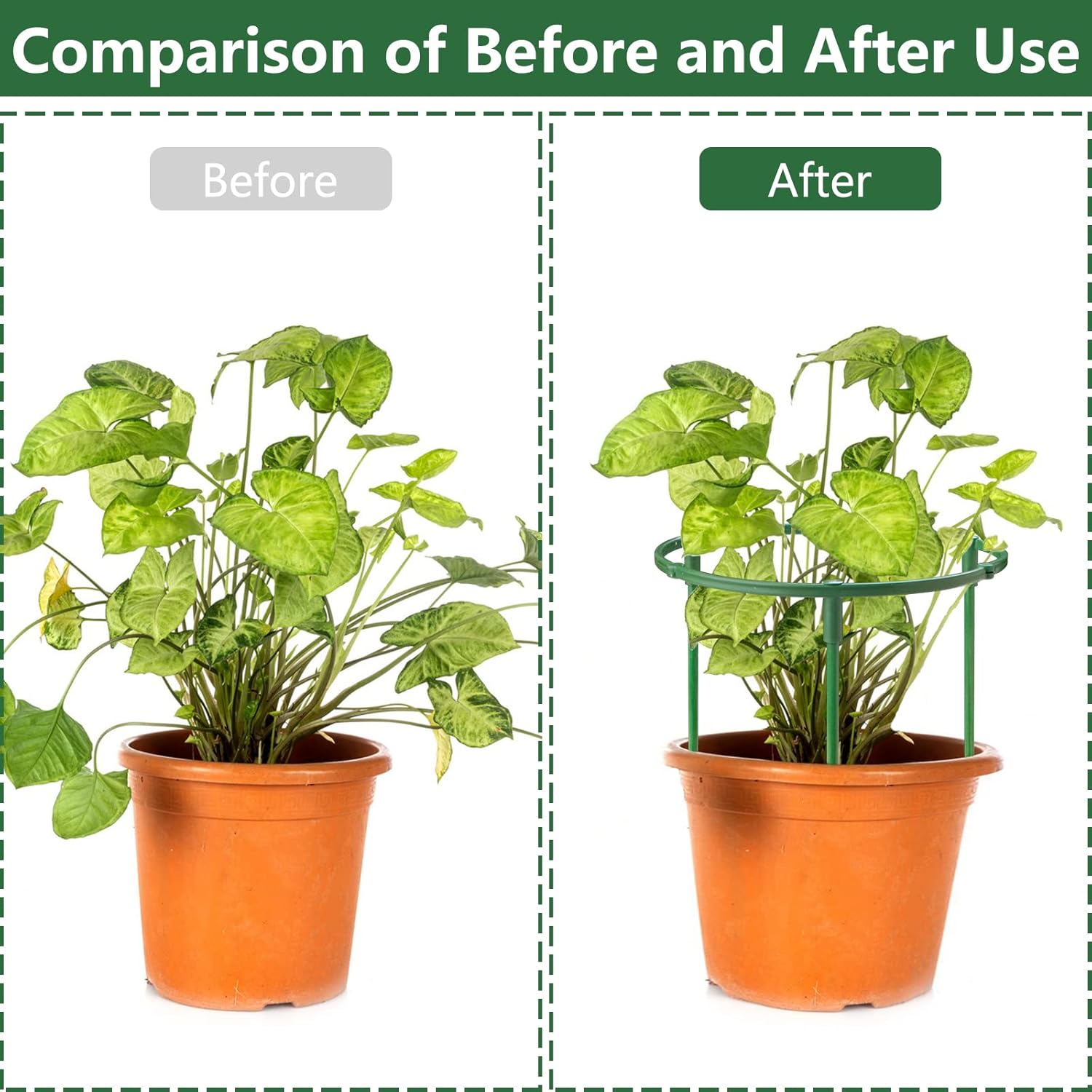 12Packs Plant Support Stakes Half Round Plant Stakes for Indoor Plants, Stackable 3 Tier Garden Flower Support, Plant