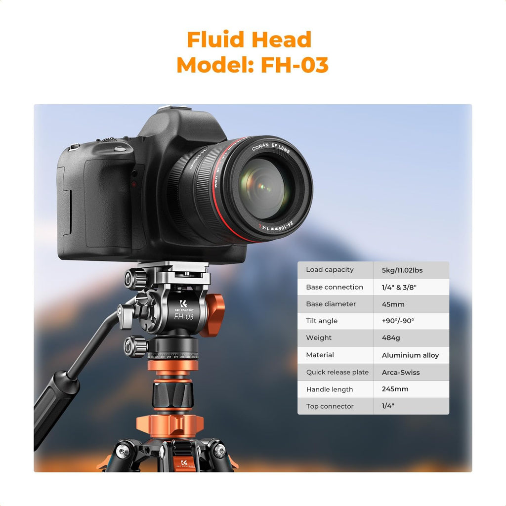 83" Camera Video Tripod for DSLR | Compact Aluminum, 360° Panorama Fluid Head, Travel, Video, Live Streaming