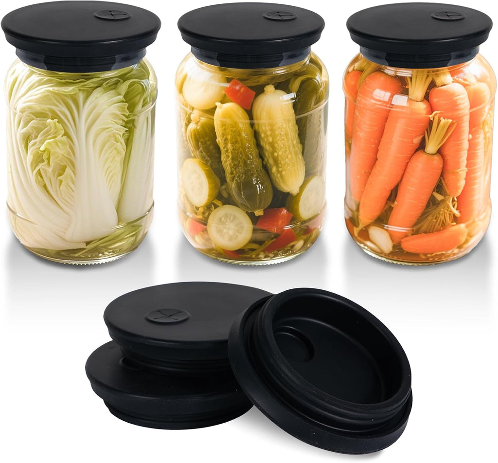 Silicone Fermenting Lids Waterless Airlock Fermentation Tops Wide Mouth Fermenter Caps for Pickles, Kimchi and