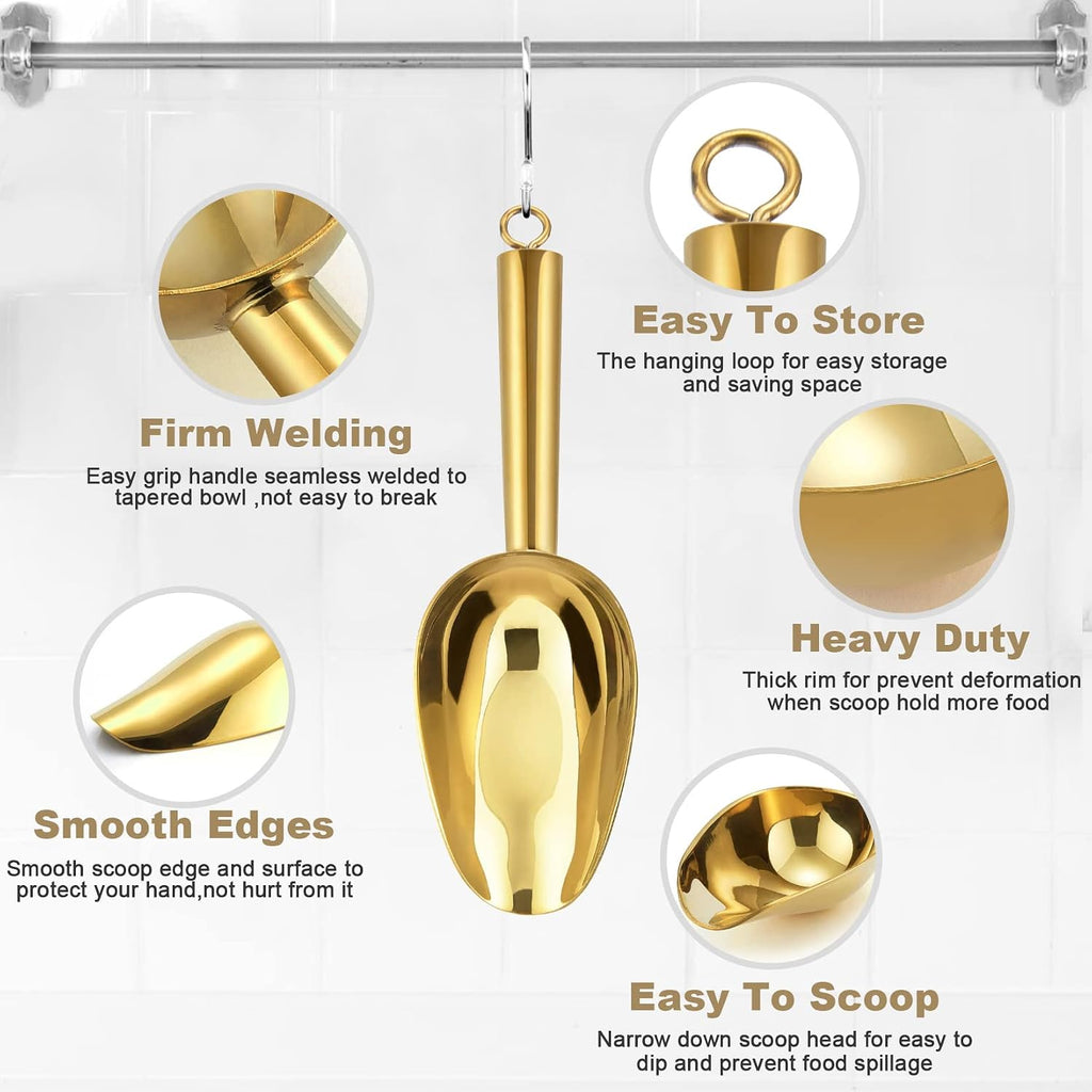 Gold Ice Scoop, 6OZ Small Stainless Steel Candy Food Scoop