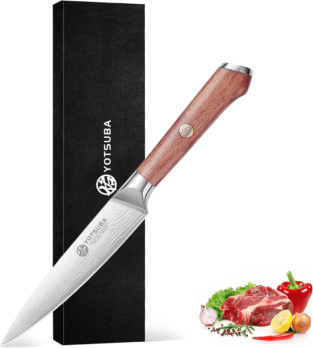 5 Inch Japanese Utility Knife with Full Tang Rosewood Handle