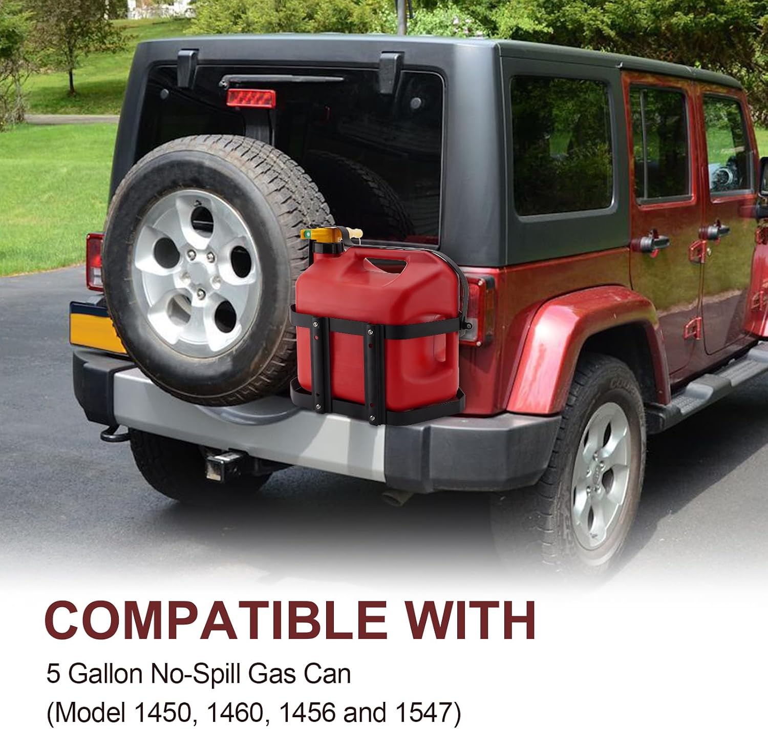5 Gallon Gas Can Holder, Metal Steel Fuel Container Mount Bracket | Compatible with No-Spill Gas Can for Model 1450