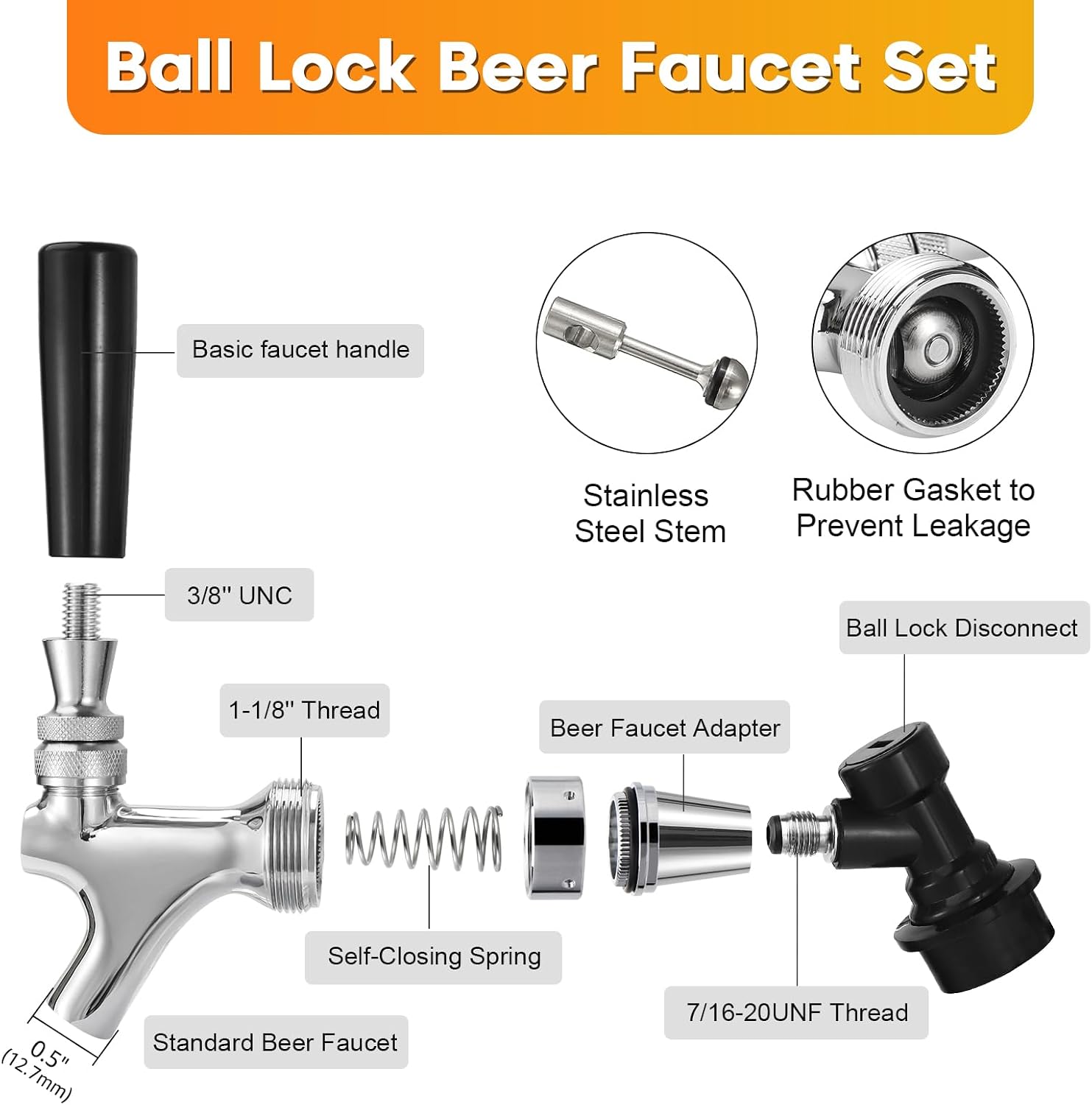 Upgrade Mini CO2 Regulator & Ball Lock Keg Tap Kit | 0-60 PSI Dual Hold Stable Mini Regulator, Stainless Steel Core