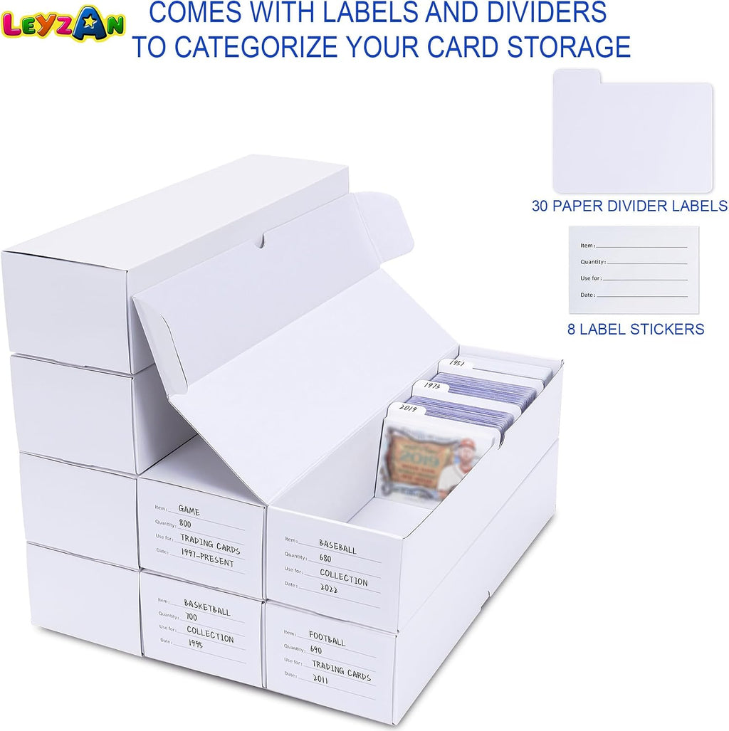 Trading Card Storage Box, 8-Pack 1000 Count Cardboard TCG & Sport Card Box | Trading Card Storage with Divider and