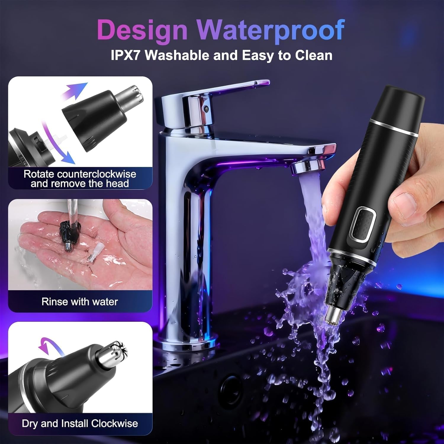 Nose Hair Trimmer for Men,Rechargeable Ear and Nose Trimmer,2026 Professional 2 in 1 Painless Eyebrow & Facial Hair