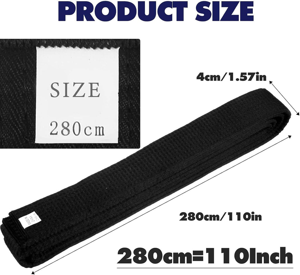 110 Inch/280cm Double Wrap Black Belts Durable Cotton-Polyester Blend Martial Arts Belts for Karate Judo Taekwondo