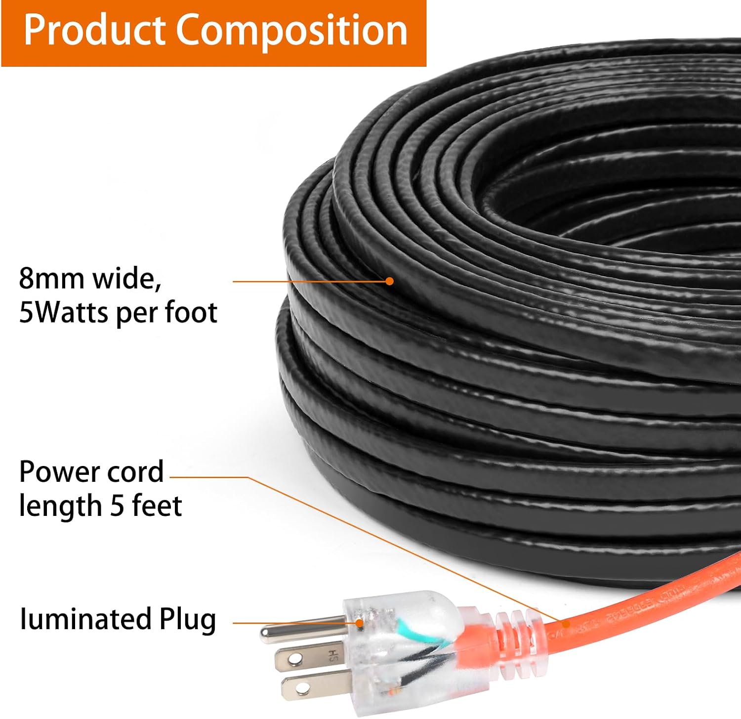 30FT Pipe Heat Tape, -40°F Freeze Protection,Heat Tape for Water Pipes | Heat Tape for Water Pipes,Freeze Protected