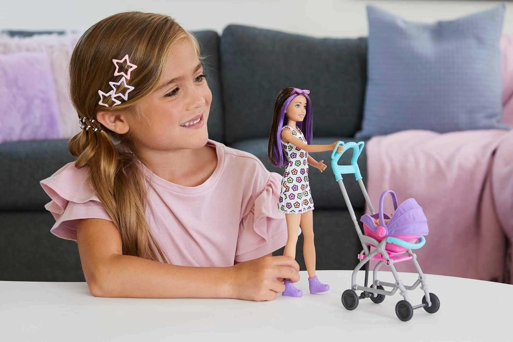 Barbie Skipper Babysitters, Inc. Playset with Skipper Babysitter Doll (Brunette), Stroller, Baby Doll & 5