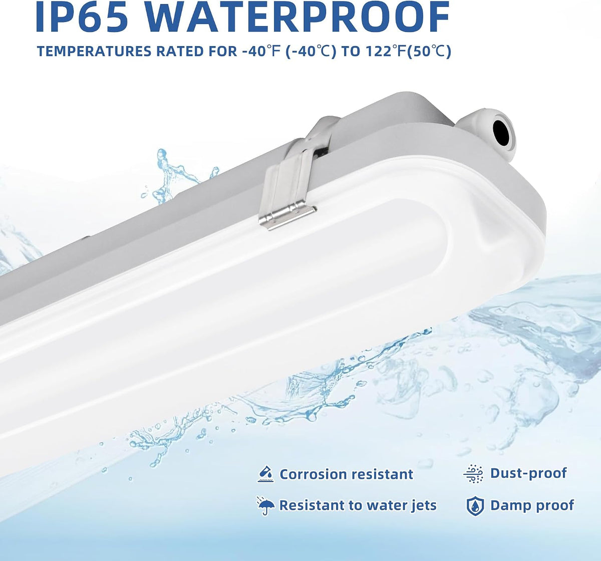 hykolity 4FT LED Vapor Tight Light, 40/50/60W Vapor Light Fixture, 130LM/W