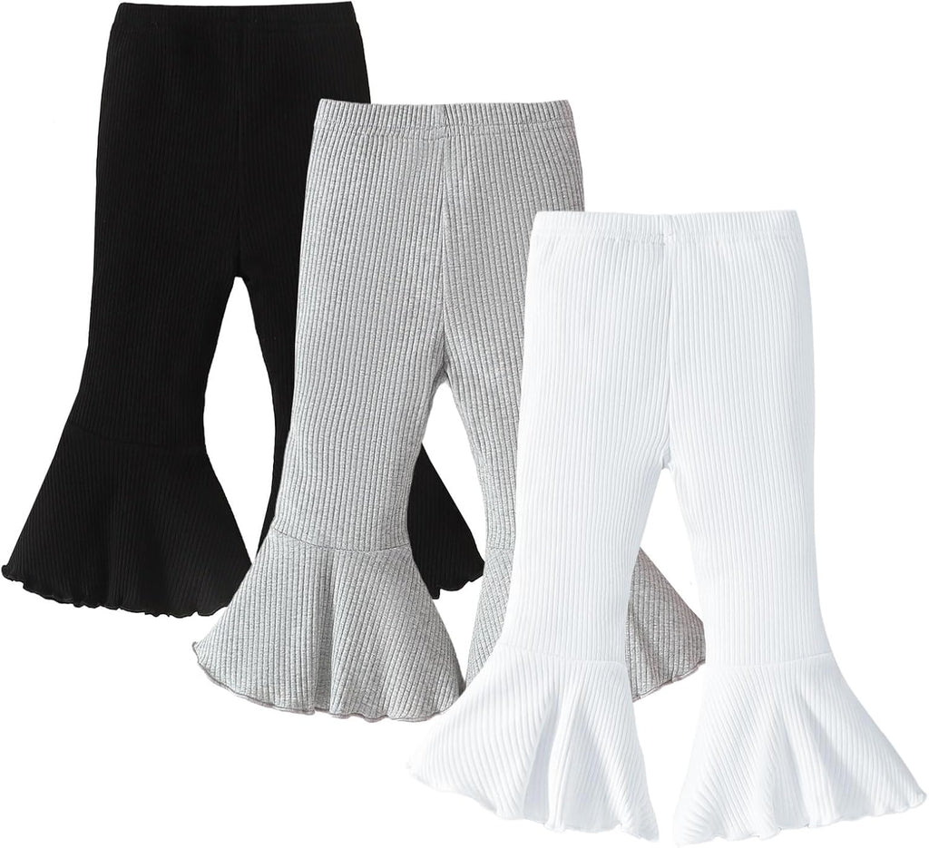 Baby Girl Flare Pants 3 Pack Ribbed Toddler Bell Bottoms 6M-3T