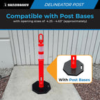 46" Plastic Traffic Delineator Post (Base Not Included) - Reflective Bands (Orange) - Construction Safety - Handle