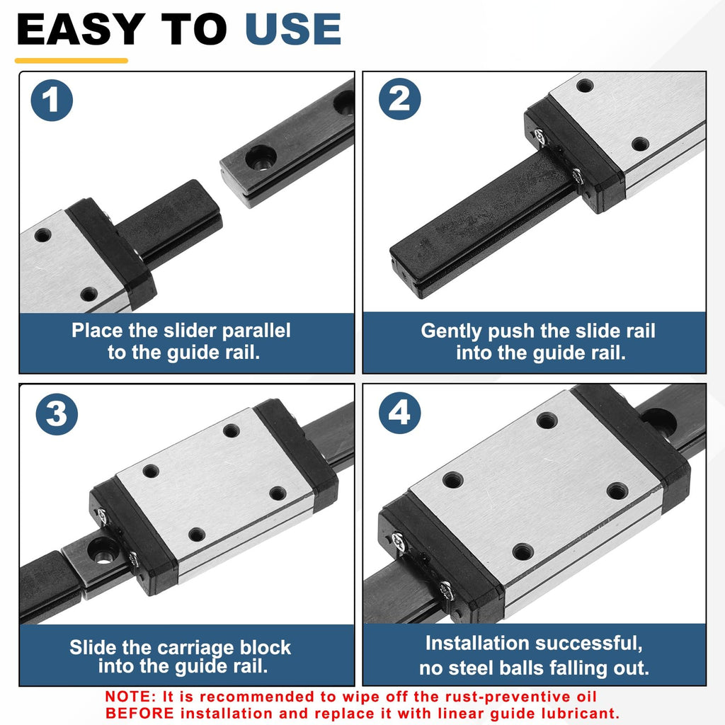 uxcell MGN7 200mm Linear Sliding Rail Guide, Linear Motion Guideway