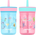 Leighton Kids Water Bottle, 2-Pack, 14oz, Spill-Proof, Blue Raspberry/Azalea & Butterlies/Llamas, Dishwasher Safe