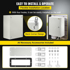 VEVOR Electrical Enclosure Box, 16'' ×12'' ×6'', Carbon Steel Hinged Junction Box, IP66 Waterproof & Dustproof, Outdoor Electrical Box, with Mounting Plate