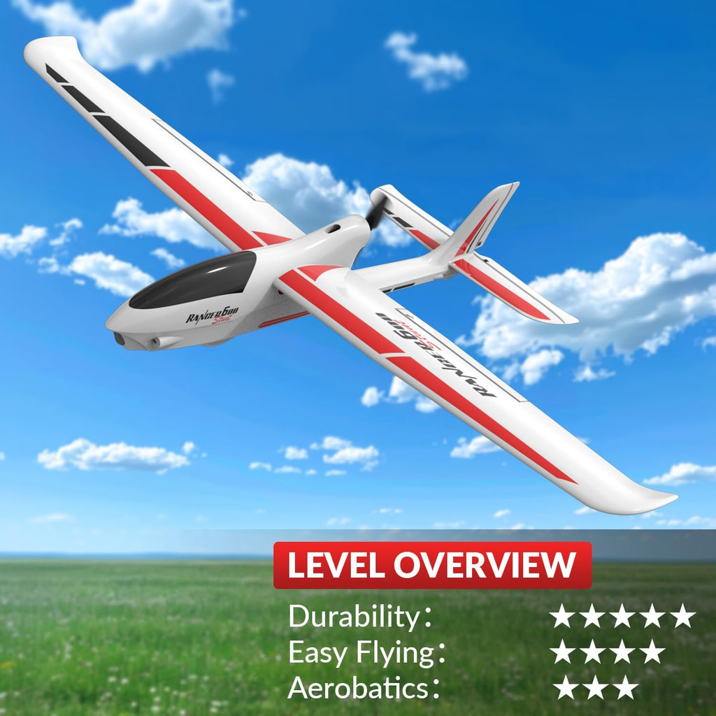 RC Plane, 4CH Remote Control Glider for Beginners & Adults | Ranger600 Stunt RTF, 6-Axis Gyro, 3 Modes, Easy to Fly