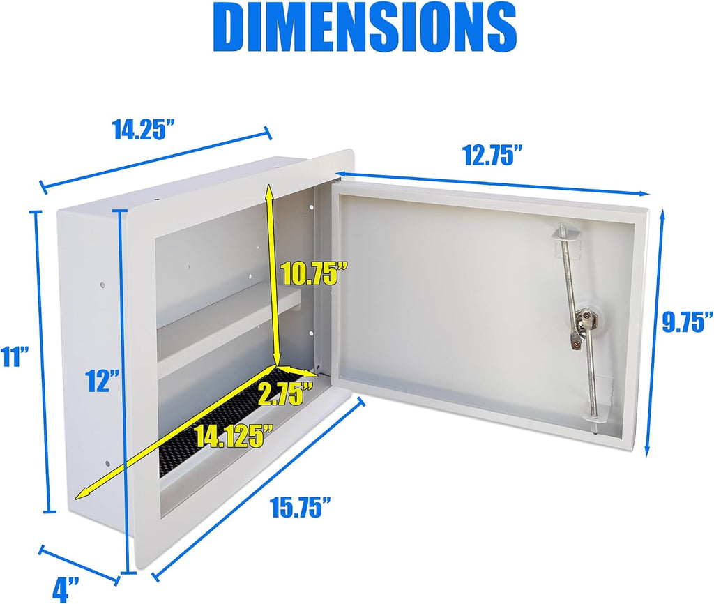 In-Wall Safe with Key Lock, Concealed Heavy-Duty Steel Wall Safe for Documents, Jewelry, Cash & Valuables, Recessed