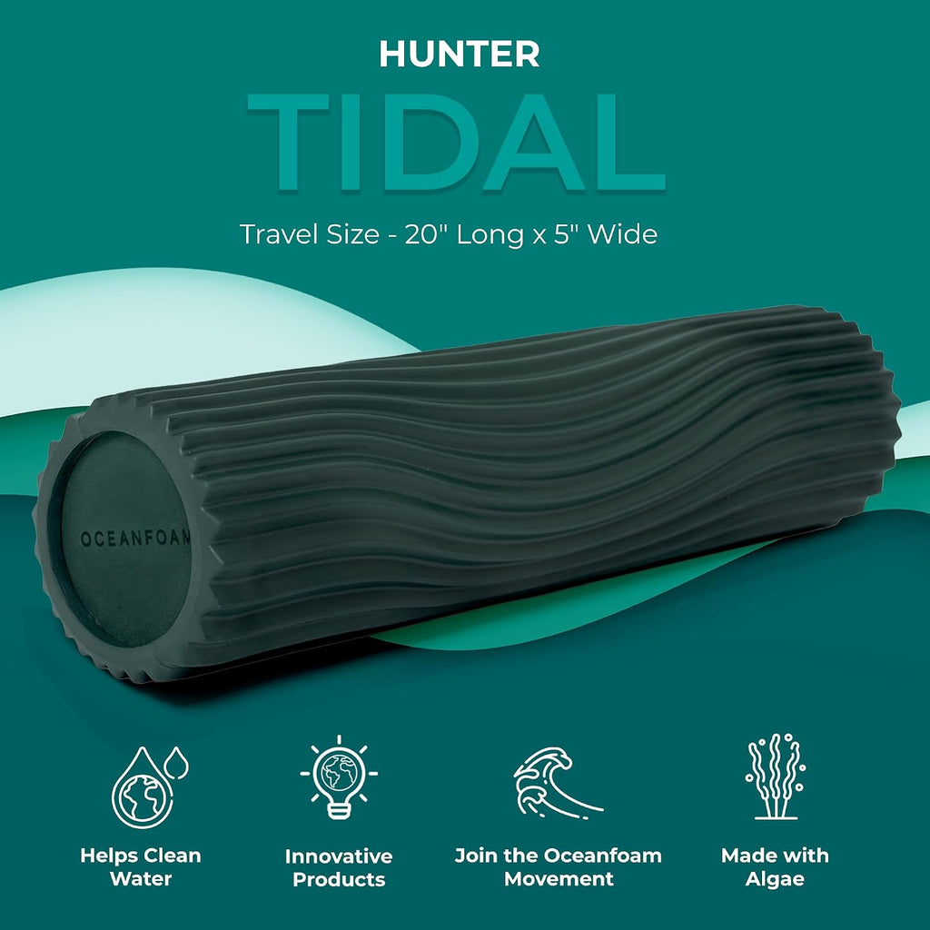 Tidal Roller - Hunter - Muscle Massage Foam Roller for Back Pain & Stretching - Firm and Ergonomic Wide Wave Textured