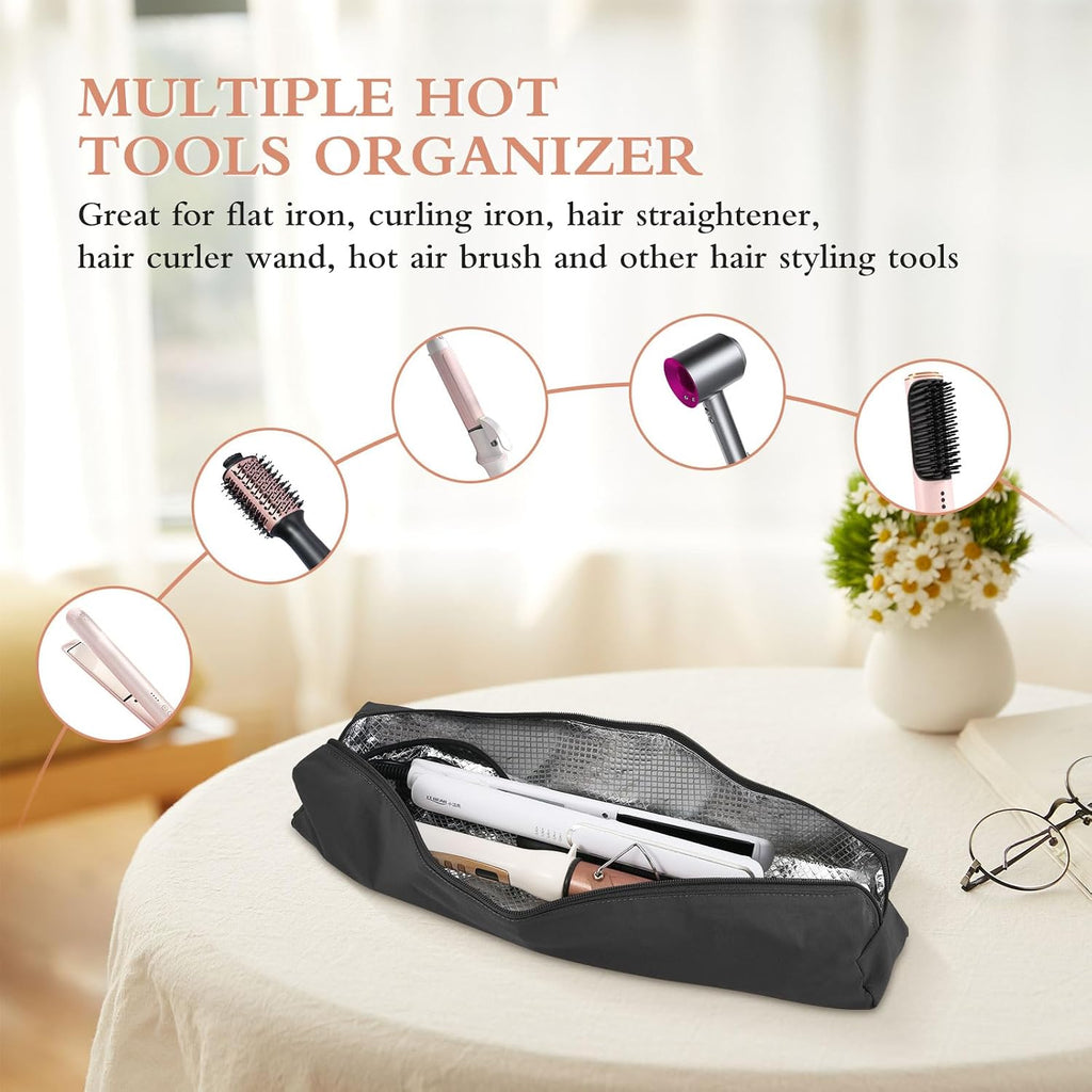 Professional Hot Hair Tools Organizer Bag Portable Travel Heat Resistant Storage Case Pouch for Curling Irons, Flat