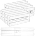 12 Pack Drawer Dividers for Clothes, 4" High 10.2"-16.5" Adjustable Expandable Dresser Drawer Organizer, Clear