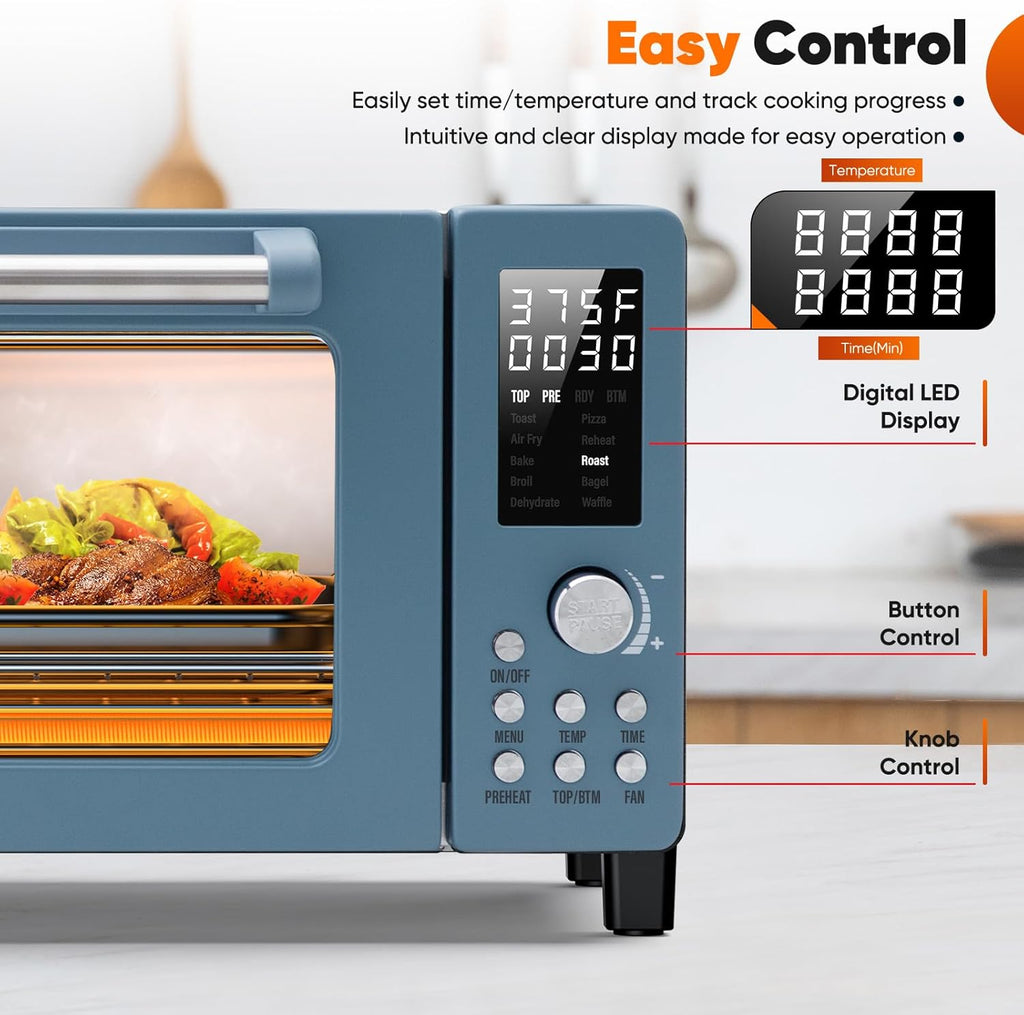 Bravo Pro Convection Air Fryer Toaster Oven Combo | 2026 New Improved,10-in-1, 50°-450°F Control, Quick Even Crisp